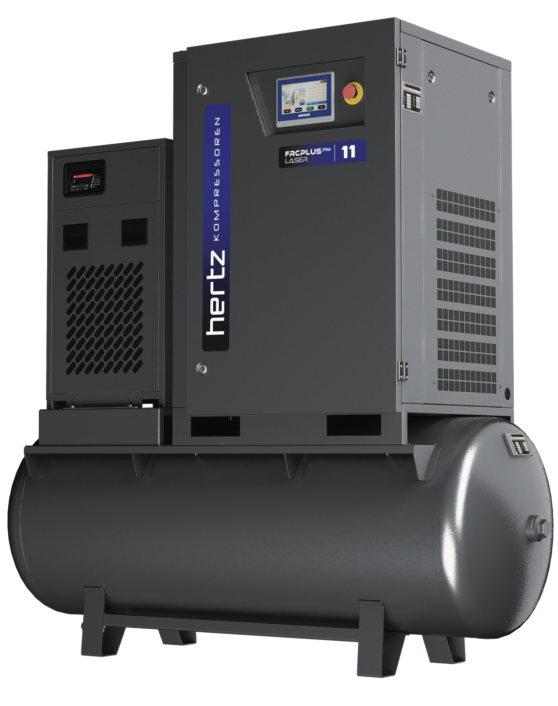 Hertz air compressor on a white background