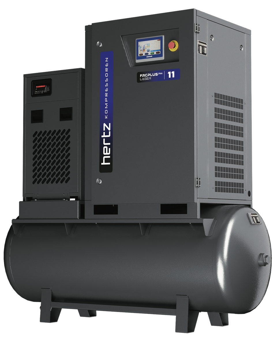 Hertz air compressor on a white background