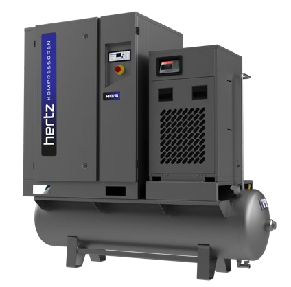 Hertz air compressor on a white background