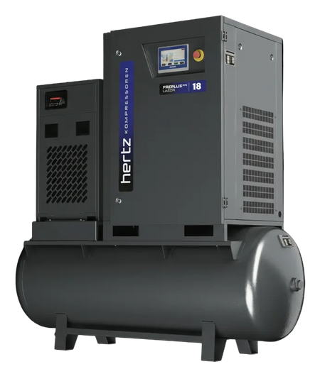 Hertz air compressor on a white background