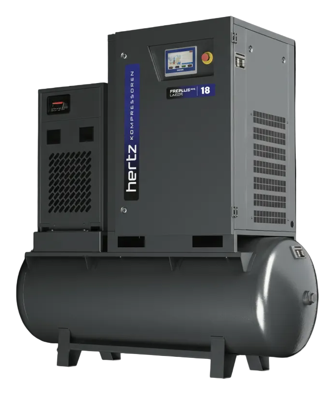 Hertz air compressor on a white background