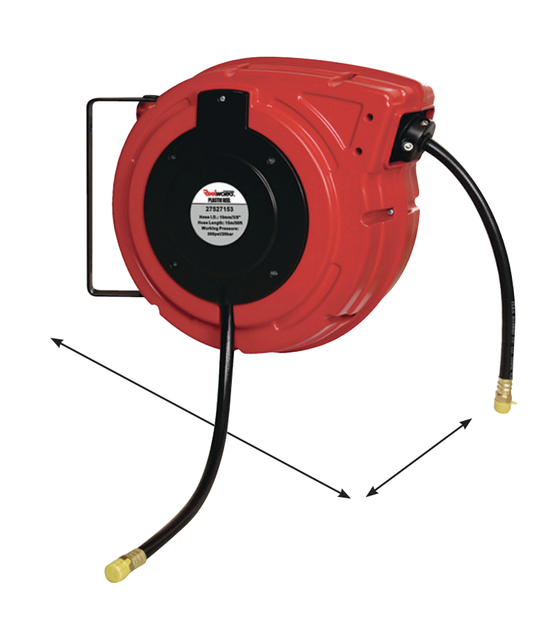 Redashe Reelworks 1/2" 15M 20Bar Compressed Air Spring Rewind Hose Reel - C2753