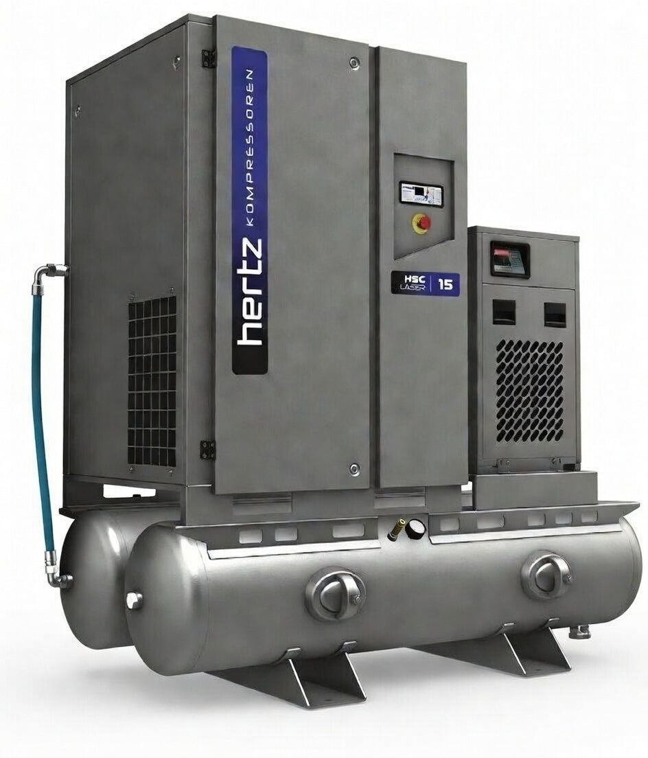Hertz HSC LASER 15 15kW 14.5/16/20 bar fixed-speed compressor with 250L tank and dryer