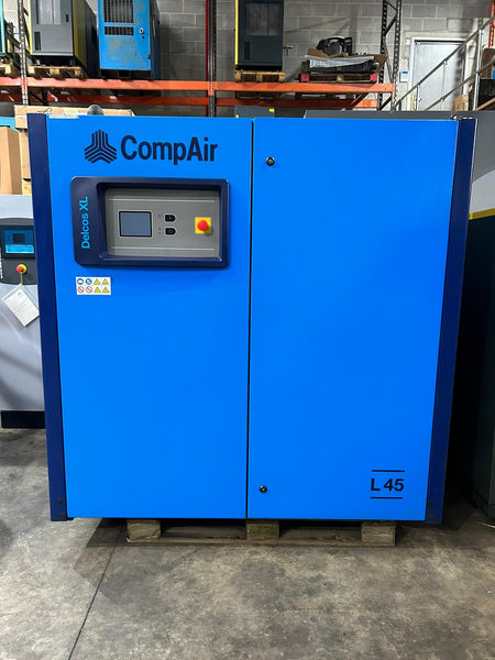 Refurbished CompAir L45E Premium Efficiency 45 kW Fixed-Speed Rotary Screw Compressor – 2018, Low Hours, Up to 8% Higher Flow