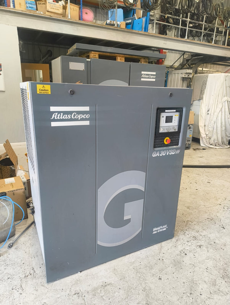 Refurbished 2013 Atlas Copco GA30 VSD FF 30kW Variable Speed Compressor with Built-in Dryer – 13 bar / 197 CFM