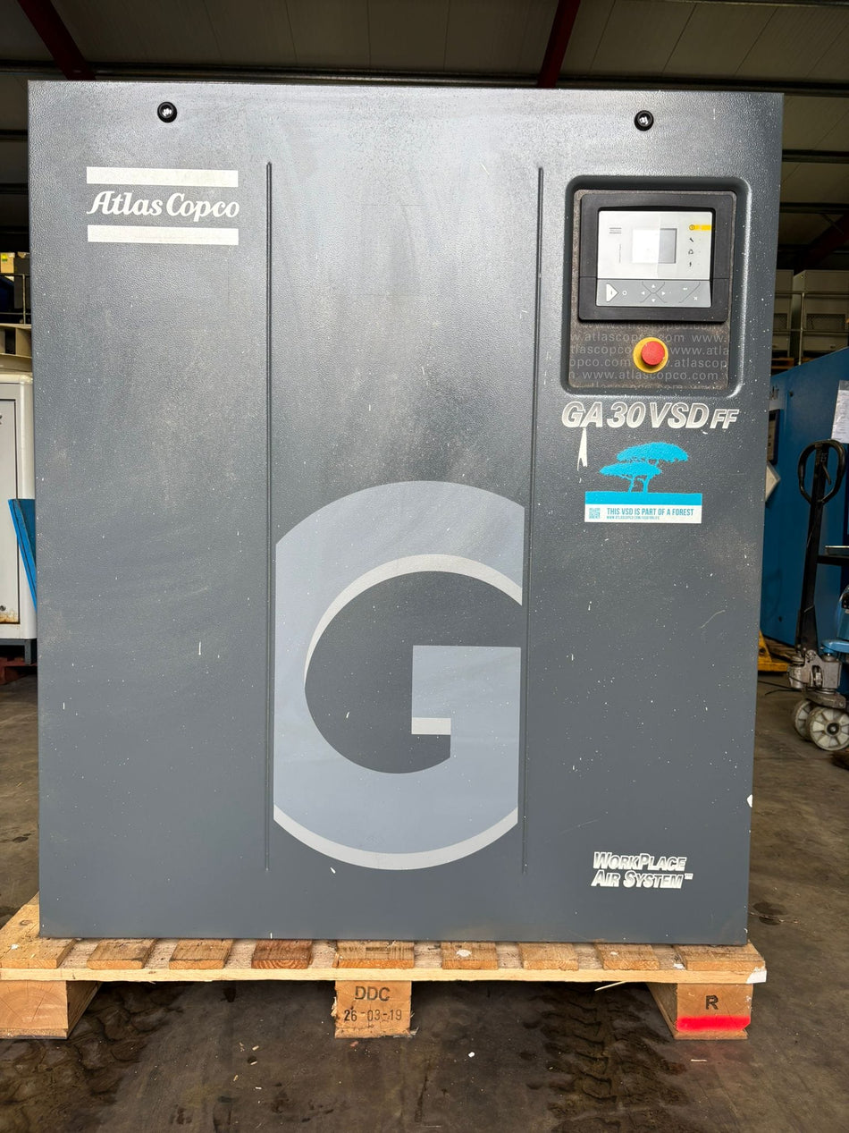 Atlas Copco GA30 VSD FF 30kW Variable Speed Rotary Screw Compressor with Integrated Dryer - 2013, 197 cfm, 13 Bar | Refurbished