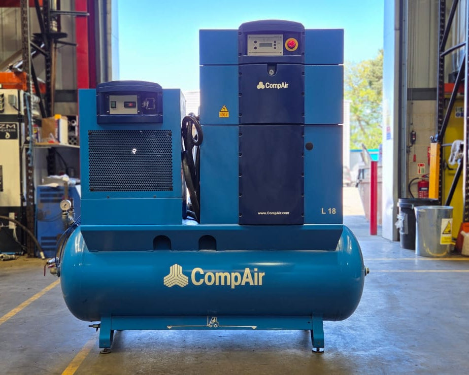 CompAir L18 FS 2016 7.5 Bar 114 cfm Rotary Screw Compressor Package - 500L Tank, Dryer & Filters | Low Loaded Hours | Refurbished