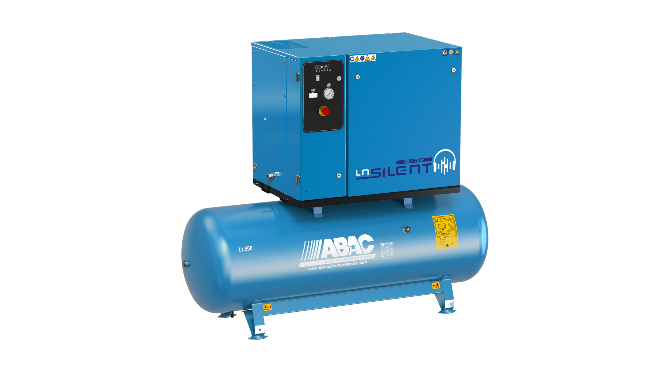 ABAC LN1 B5900 500L Tank Mounted Silenced Air Compressor T5.5 415 Volt 20.1 CFM - 4116026061