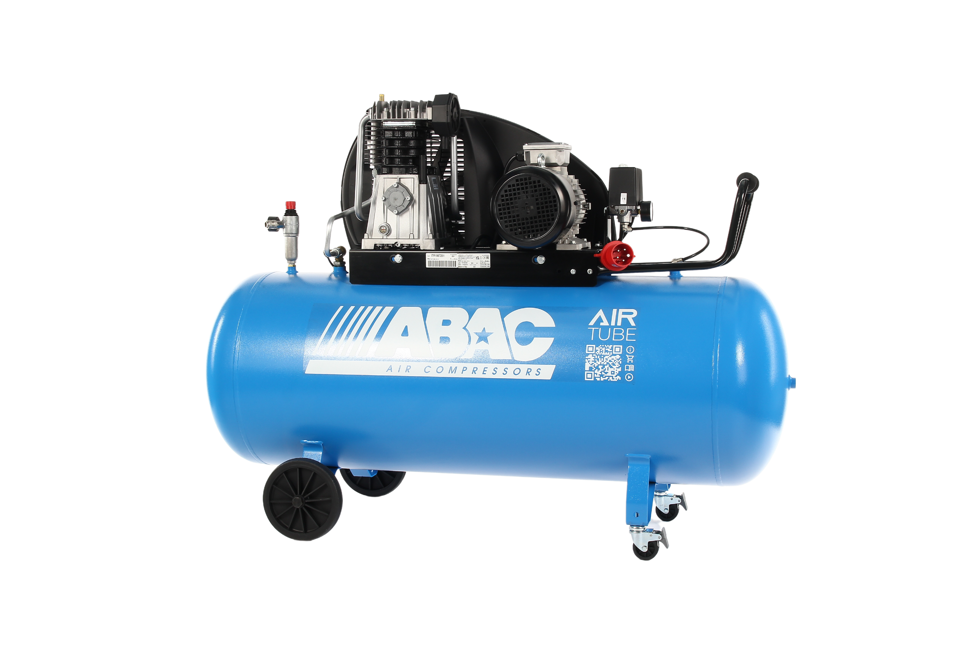 Portable ABAC compressor with retrofit lockable swivel wheels and extended handle