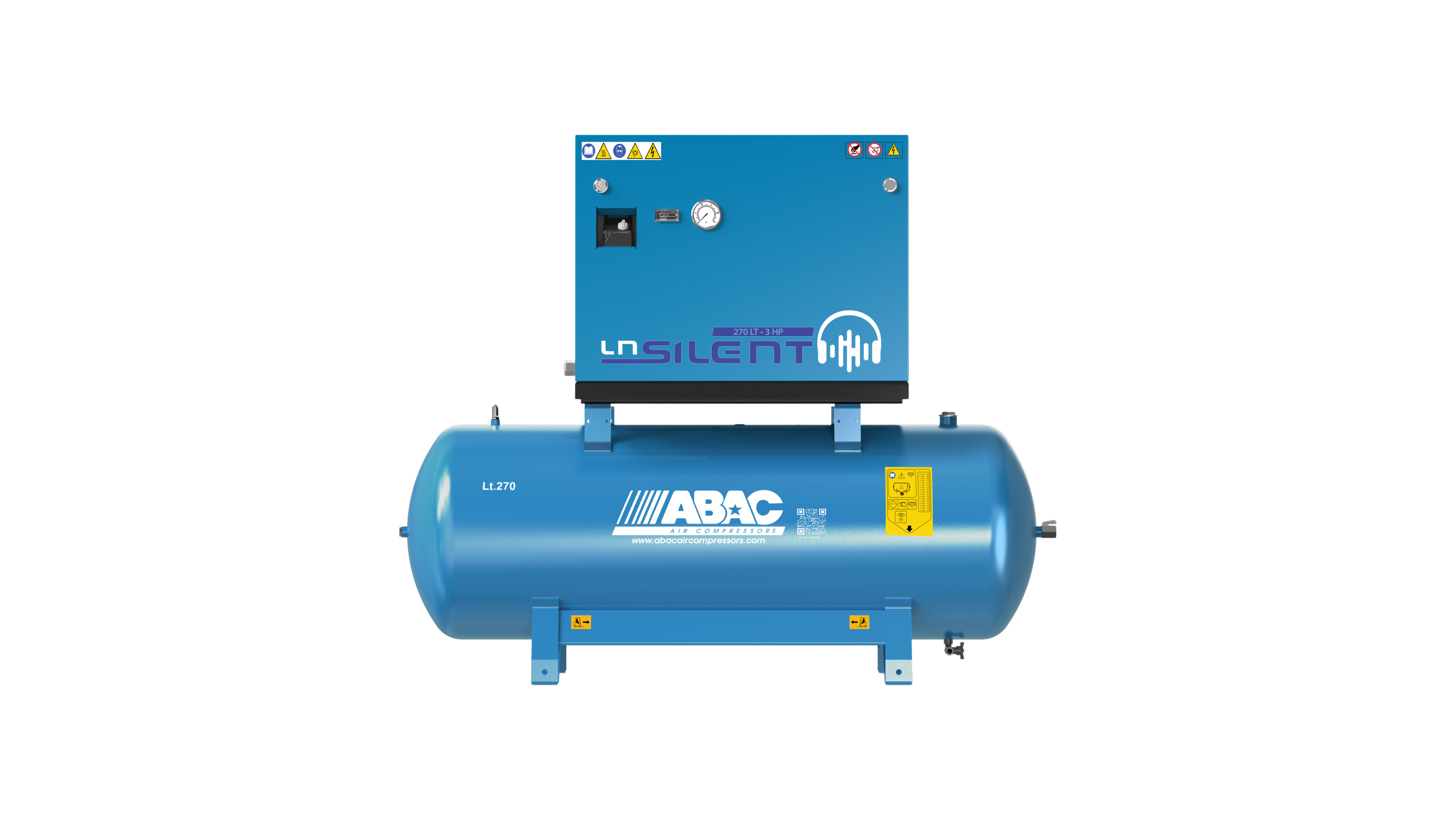 ABAC LN1 A39B 270L Tank Mounted Silenced Air Compressor T3 415 Volt 14 CFM - 4116026048 - airlinkcompressors.com