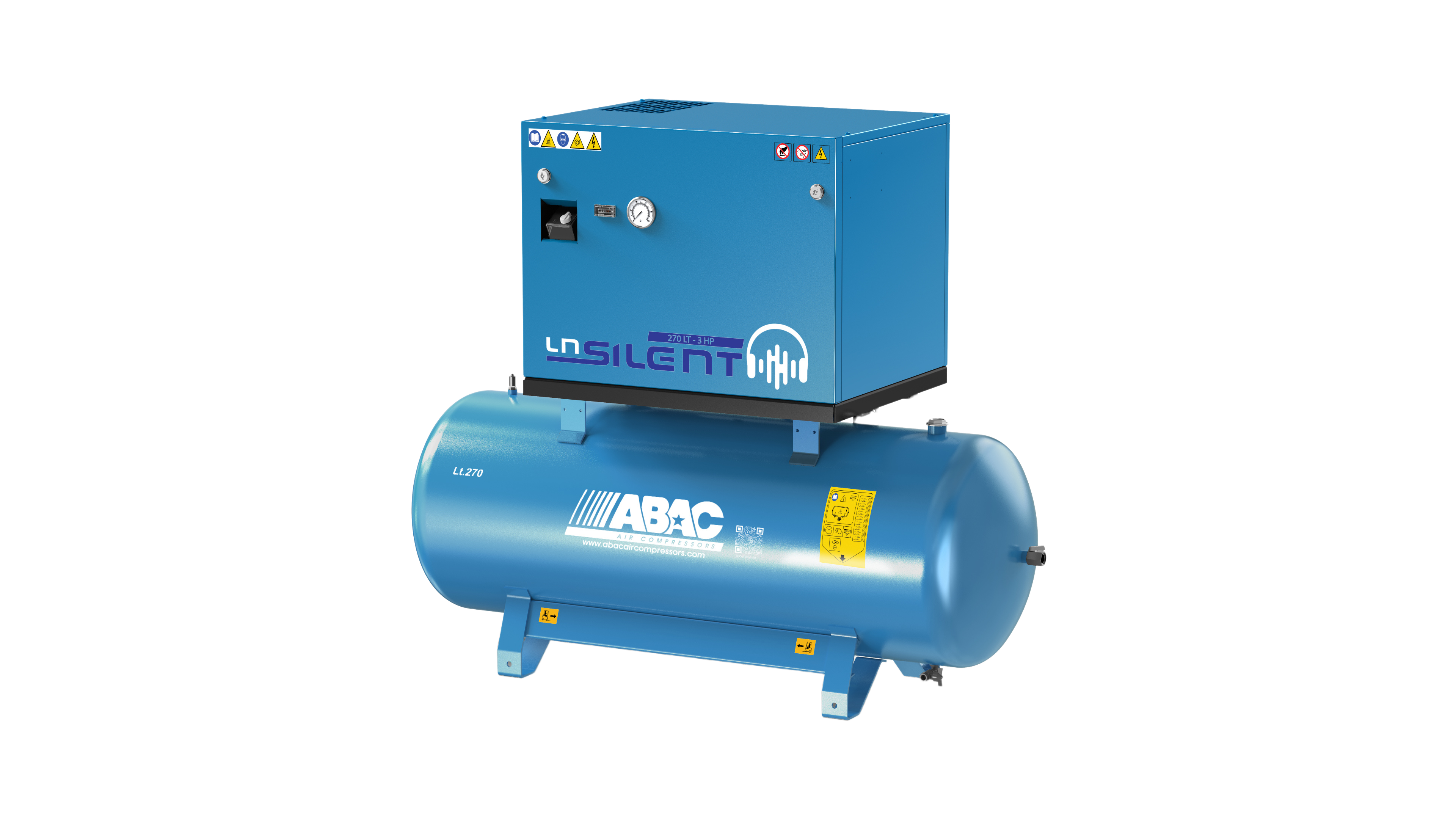 ABAC LN1 A39B 270L Tank Mounted Silenced Air Compressor T3 415 Volt 14 CFM - 4116026048 - airlinkcompressors.com