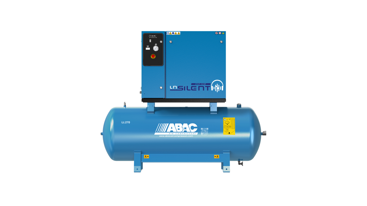 ABAC LN2 B5900 270L T5.5 DOL Tank Mounted Silenced Air Compressor 400 Volt 20 CFM - 4116026005 - airlinkcompressors.com