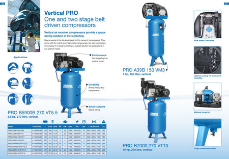 ABAC PRO A39B 150 VT3 Vertical Air Compressor 400Volt - 4116024162 - airlinkcompressors.com
