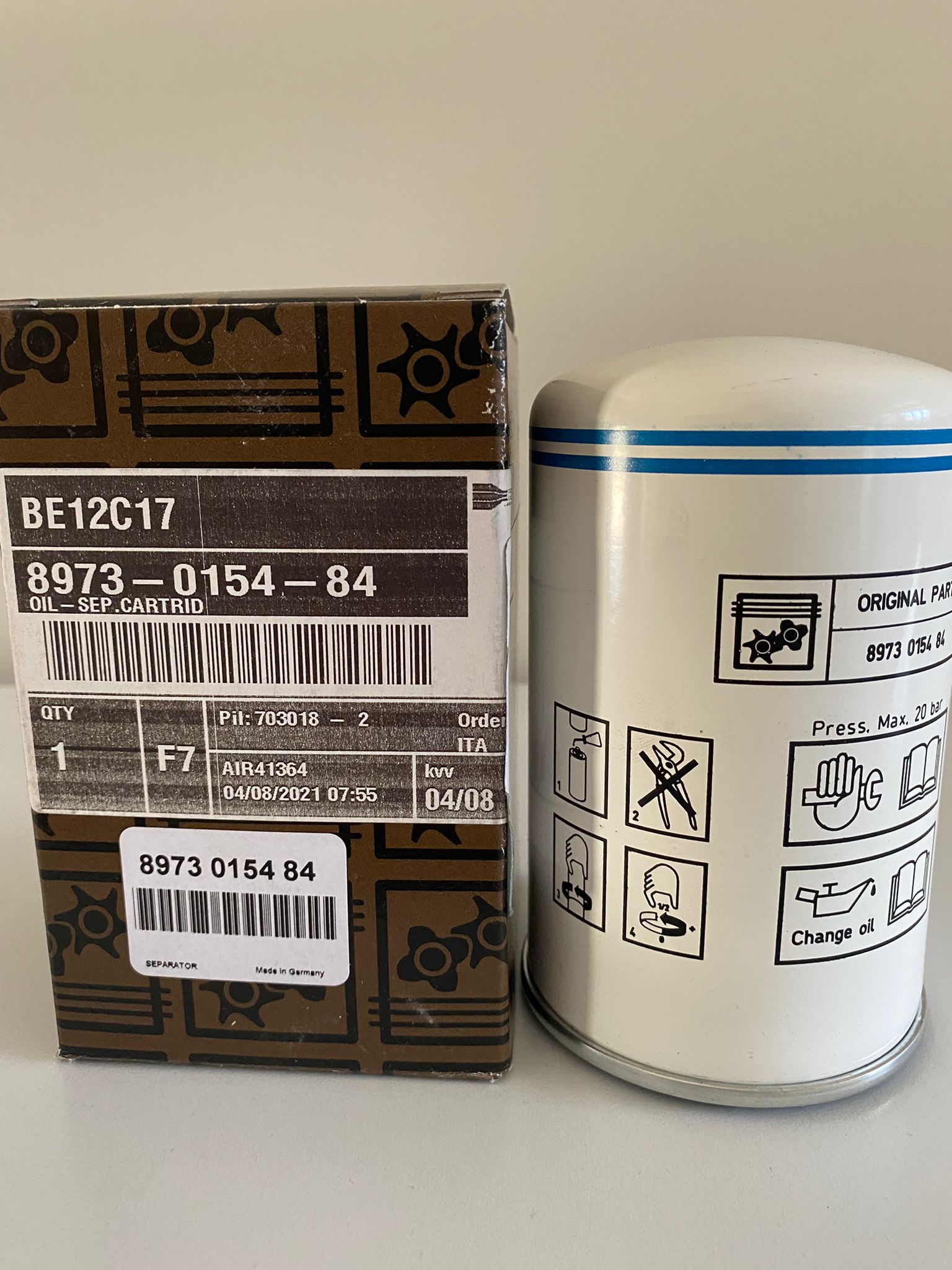 ABAC SPINN, BA51, 5.5 - 7.5Kw, Genuine Separator Element - 8973015484 - airlinkcompressors.com