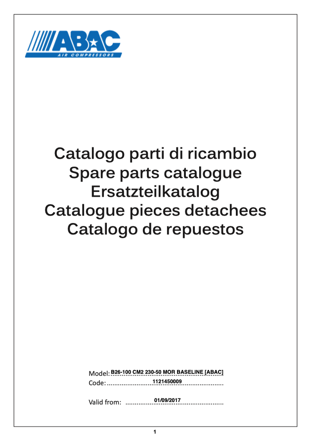 ABAC B26-100 CM2 BASELINE Parts Manual From 2017 - airlinkcompressors.com