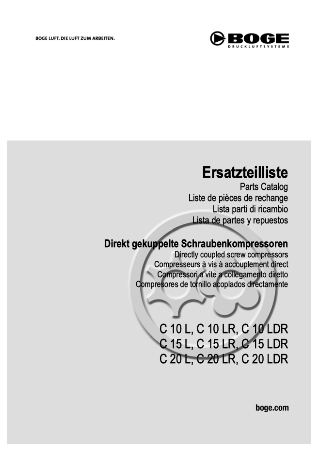 Boge C10L to C20LDR Compressor Parts Manual From 2021 - airlinkcompressors.com