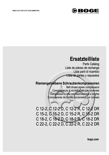 Boge C12-2 to C22-2DR Compressor Parts Manual From 2021 - airlinkcompressors.com