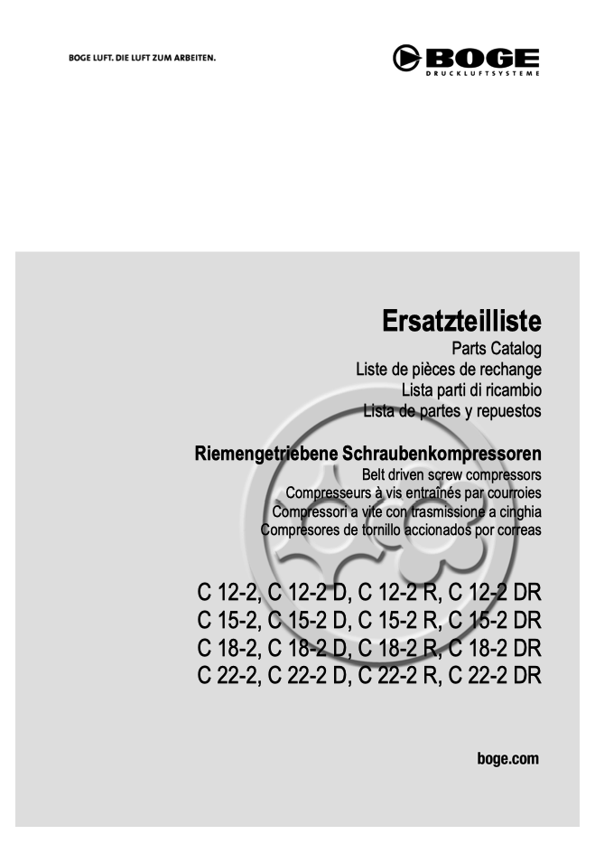 Boge C12-2 to C22-2DR Compressor Parts Manual From 2021 - airlinkcompressors.com