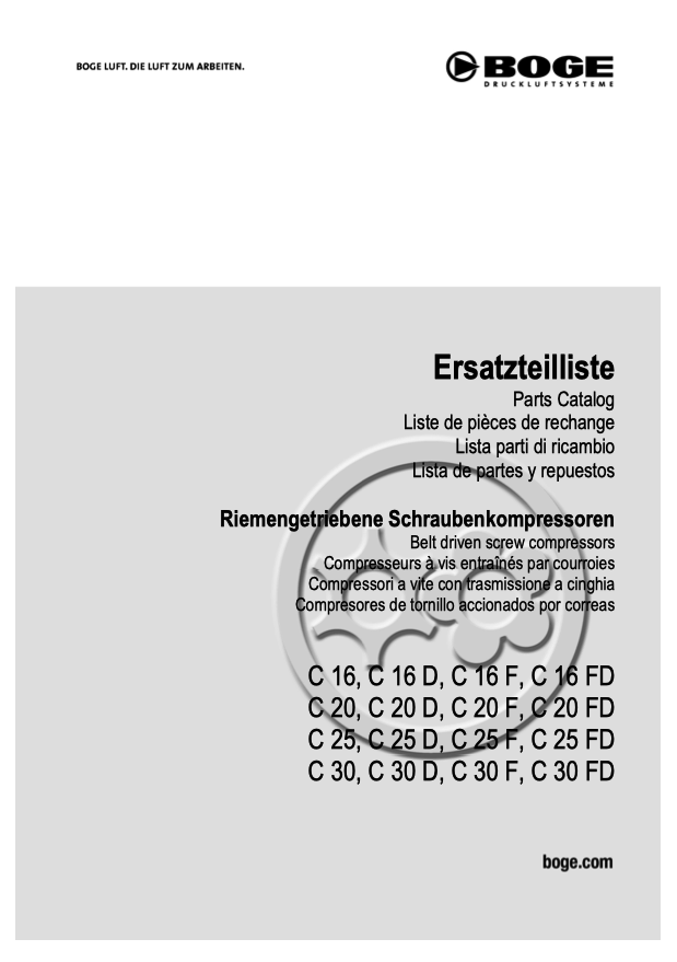 Boge C16 to C30FD Compressor Parts Manual From 2021 - airlinkcompressors.com