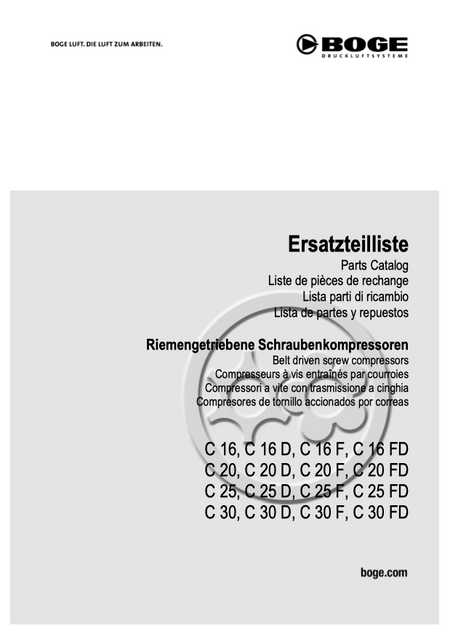 Boge C16 to C30FD Compressor Parts Manual From 2021 - airlinkcompressors.com