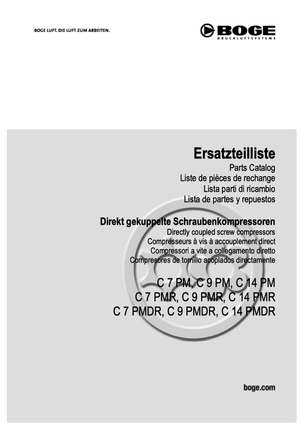 Boge C7PM to C14PMDR Compressor Parts Manual From 2021 - airlinkcompressors.com