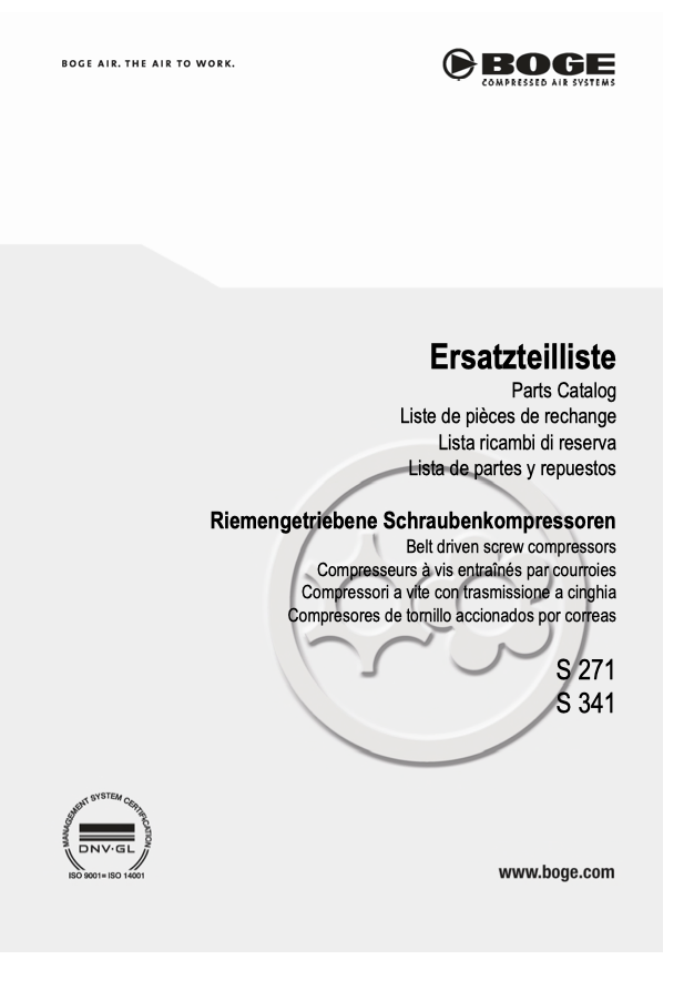 Boge S 271 & S 341 Parts Manual From 2017 - airlinkcompressors.com