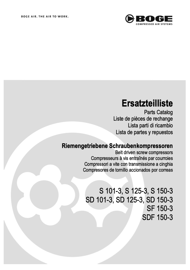 Boge S101-3 to SDF150-3 Compressor Parts Manual From 2022 - airlinkcompressors.com
