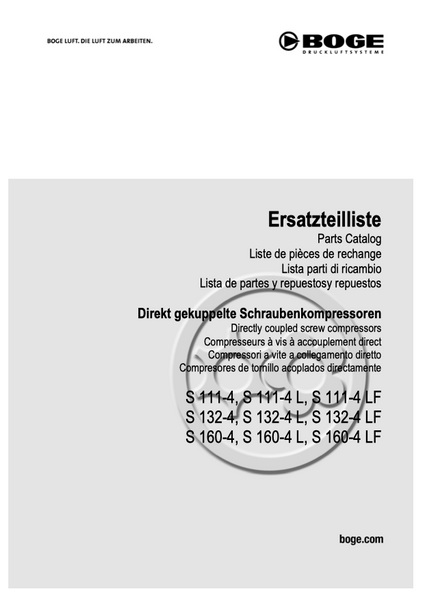 Boge S111-4 to S160-4 LF Compressor Parts Manual From 2021 - airlinkcompressors.com
