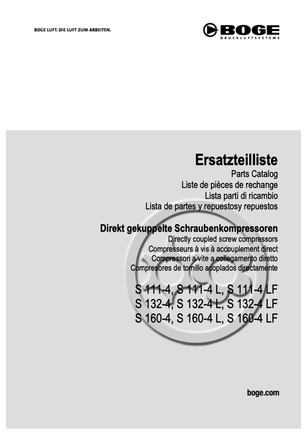 Boge S111-4 to S160-4 LF Compressor Parts Manual From 2021 - airlinkcompressors.com