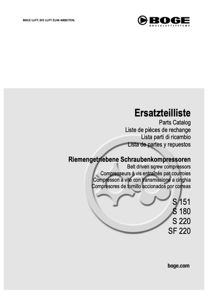 Boge S151 to SF220 Compressor Parts Manual From 2021 - airlinkcompressors.com