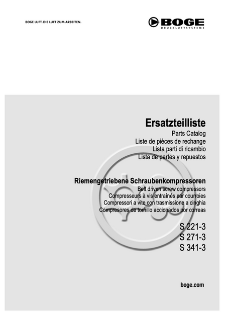 Boge S221-3 S271-3 & S341-3 Compressor Parts Manual From 2021 - airlinkcompressors.com