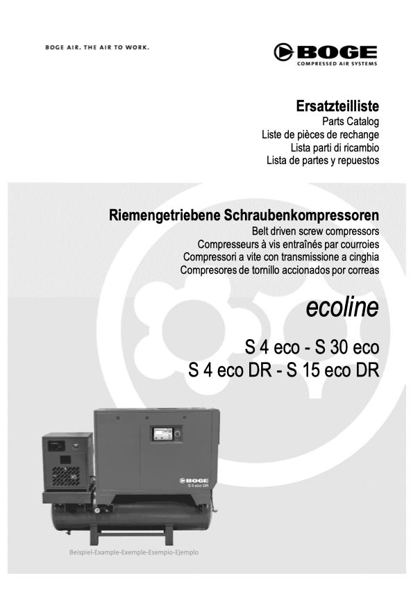 Boge S4 Eco - S30 Eco S4 EcoDR - S15 Eco DR Parts Manual From 2021 - airlinkcompressors.com