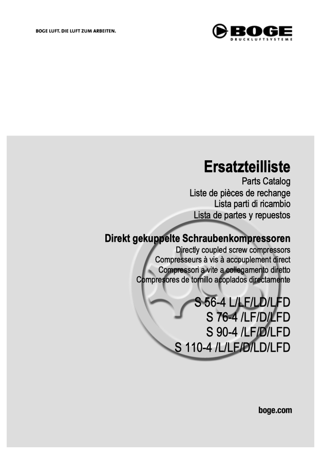 Boge S56-4 to S110-4 Parts Manual From 2021 - airlinkcompressors.com