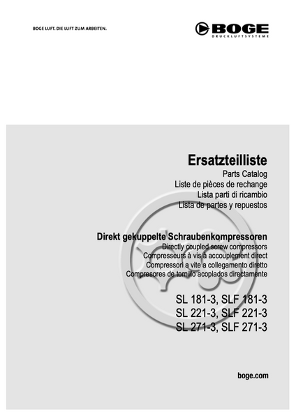 Boge SL 181-3 to SLF271-3 Parts Manual From 2021 - airlinkcompressors.com