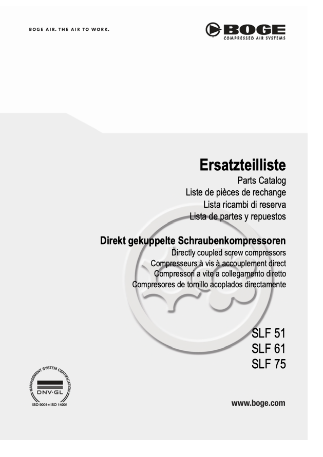 Boge SLF 51 SLF 61 SLF 75 Parts Manual From 2017 - airlinkcompressors.com