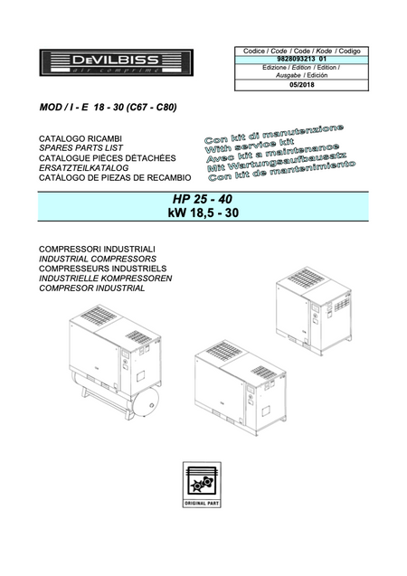 Devilbiss I E 18.5 - 30kW Parts Manual From 2018 - airlinkcompressors.com
