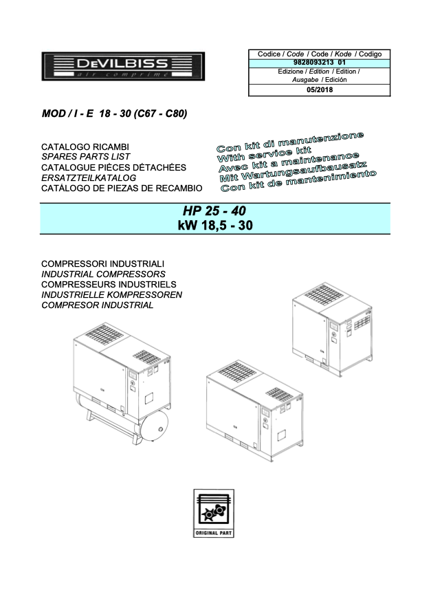 Devilbiss I E 18.5 - 30kW Parts Manual From 2018 - airlinkcompressors.com