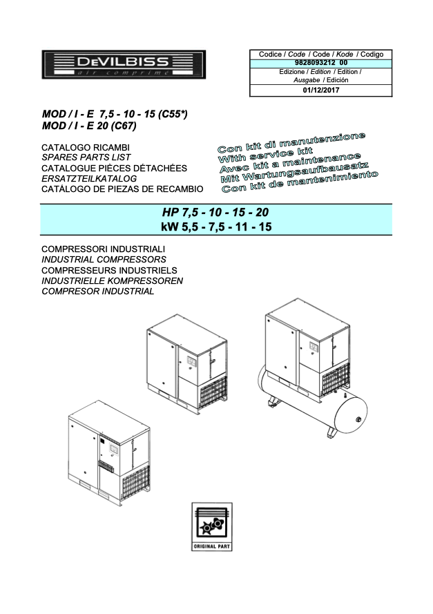 Devilbiss I E 5.5 - 15kW Parts Manual From 2017 - airlinkcompressors.com