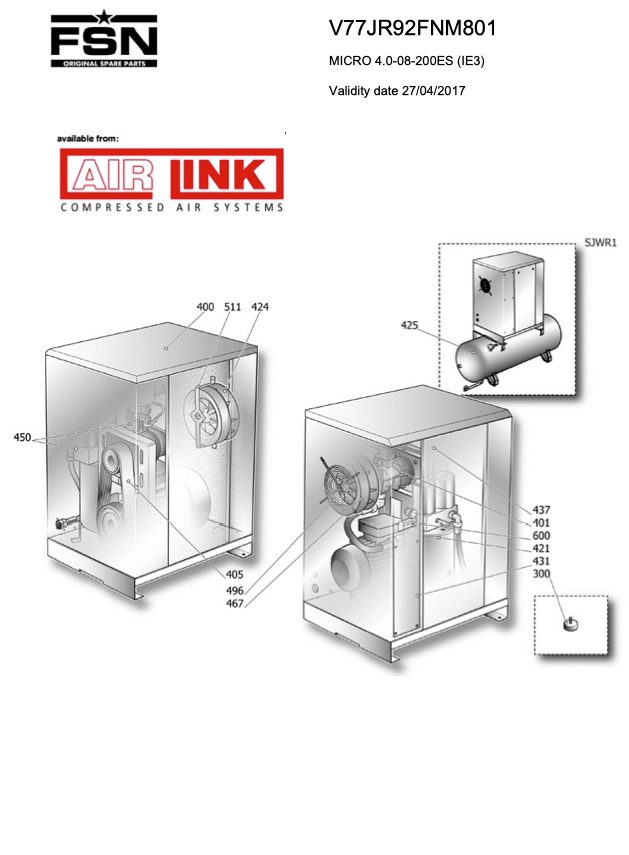 Fini/FSN MICRO 4.0-08-200ES (IE3) Parts Manual From 2017 - airlinkcompressors.com