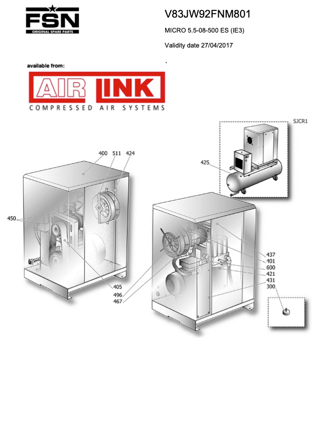 Fini/FSN MICRO 5.5-08-500 ES (IE3) Parts Manual From 2017 - airlinkcompressors.com