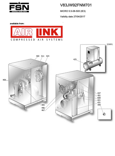 Fini/FSN MICRO 5.5-08-500 (IE3) Parts Manual From 2017 - airlinkcompressors.com