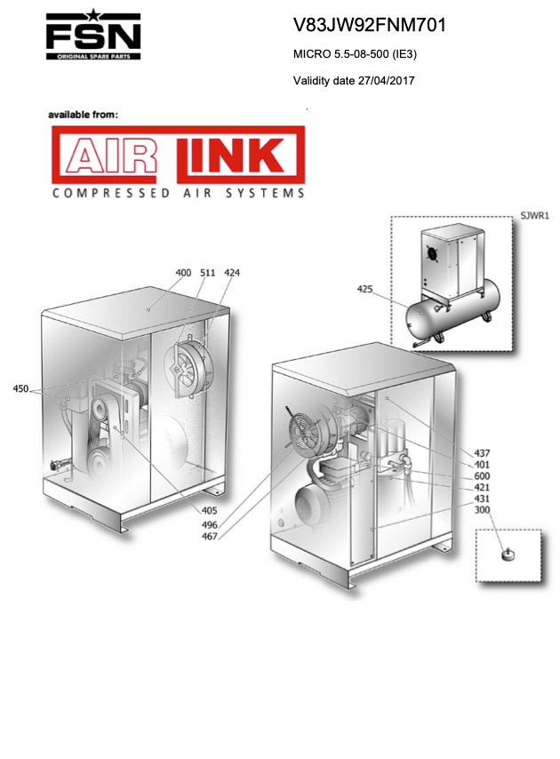 Fini/FSN MICRO 5.5-08-500 (IE3) Parts Manual From 2017 - airlinkcompressors.com