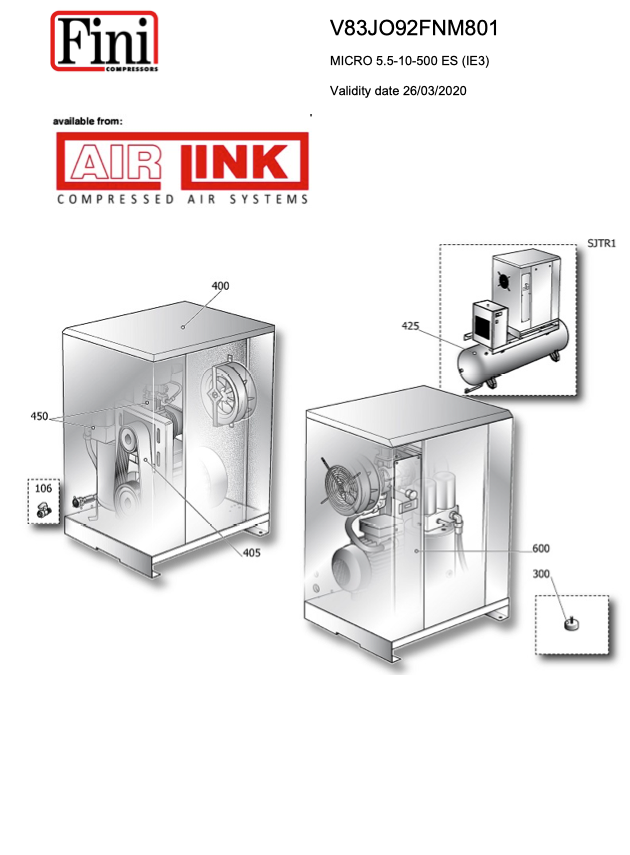 Fini/FSN MICRO 5.5-10-500 ES (IE3) Parts Manual From 2020 - airlinkcompressors.com