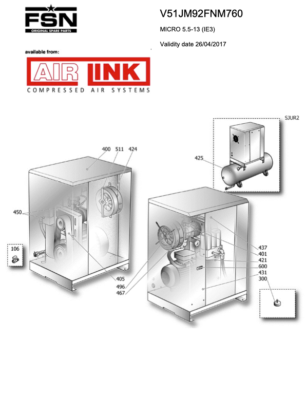 Fini/FSN MICRO 5.5-13 (IE3) UK Parts Manual From 2017 - airlinkcompressors.com