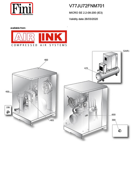 Fini/FSN MICRO SE 2.2-08-200 (IE3) Parts Manual From 2020 - airlinkcompressors.com