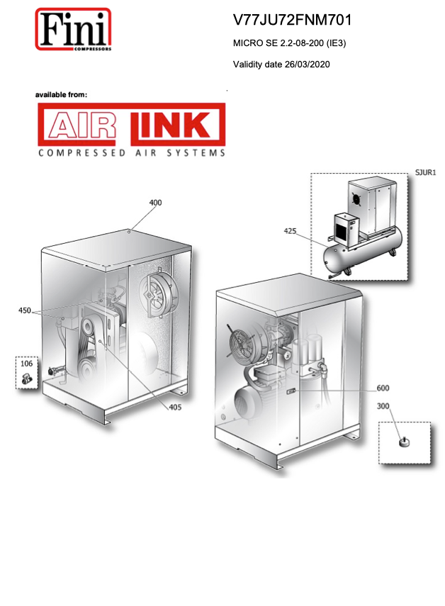 Fini/FSN MICRO SE 2.2-08-200 (IE3) Parts Manual From 2020 - airlinkcompressors.com