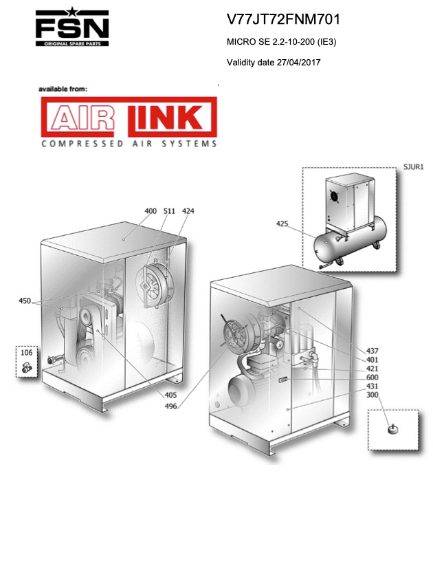 Fini/FSN MICRO SE 2.2-10-200 (IE3) Parts Manual From 2017 - airlinkcompressors.com