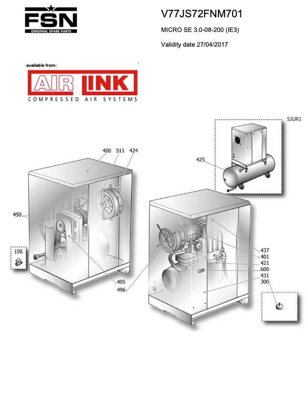 Fini/FSN MICRO SE 3.0-08-200 (IE3) Parts Manual From 2017 - airlinkcompressors.com