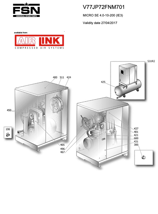 Fini/FSN MICRO SE 4.0-10-200 (IE3) Parts Manual From 2017 - airlinkcompressors.com