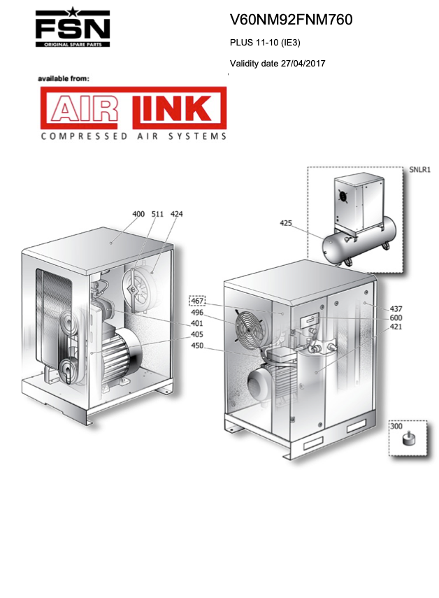 Fini / FSN PLUS 11-10 (IE3) Parts Manual From 2017 - airlinkcompressors.com